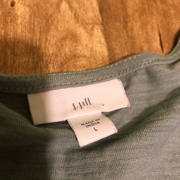 J Jill Green Grey Taupe Lace V-Neck Tee Short Sleeve Top Womens Size Large - Picture 3 of 8